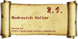 Modrovich Valter névjegykártya